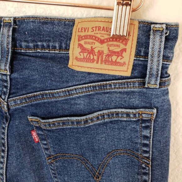 Levi's Wedgie Straight Distressed Jeans Button Fly Medium Wash size 29 y2k 90s - Picture 9 of 16